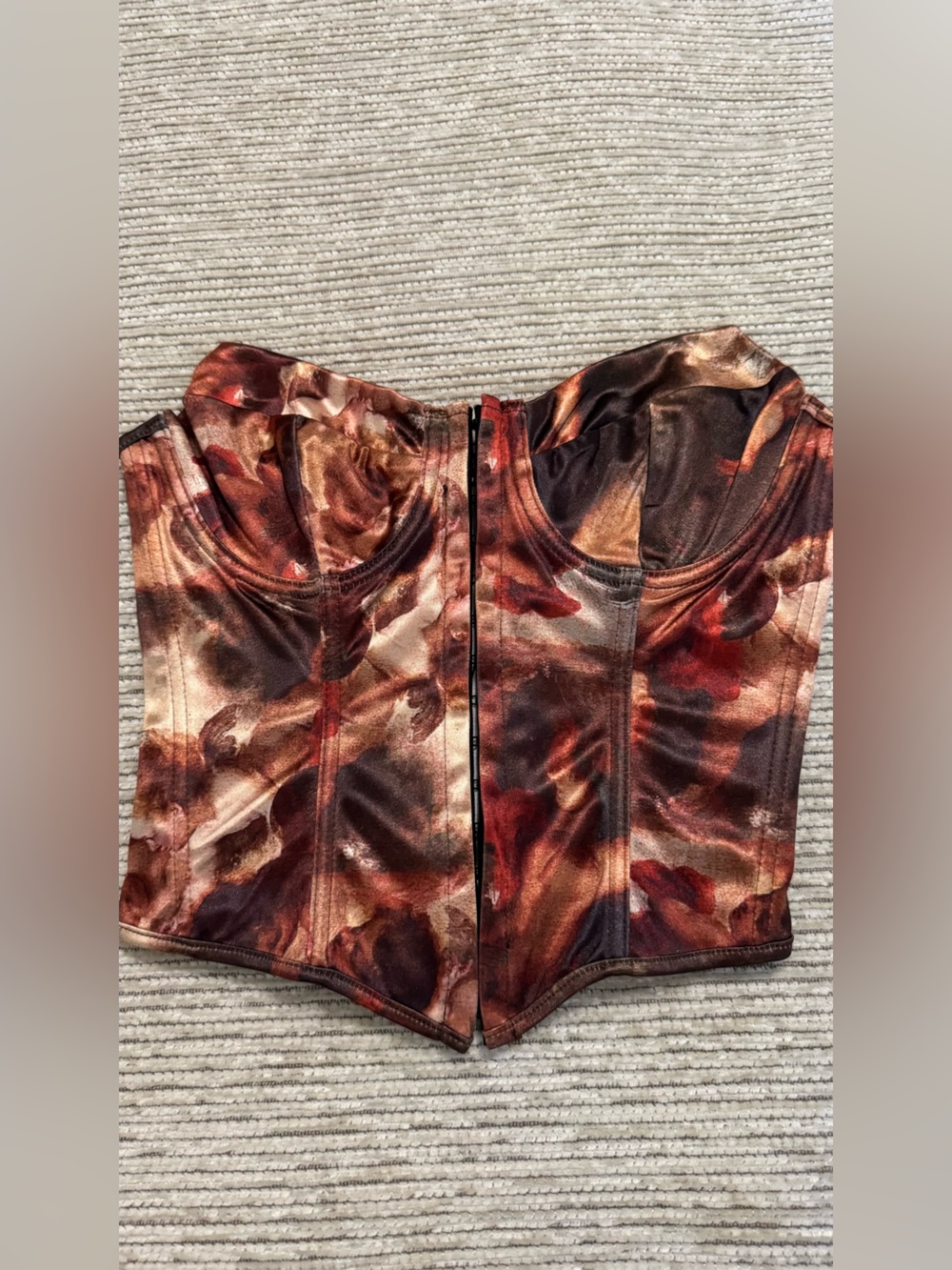 Abstract Rust Multicolor Bustier Corset Top